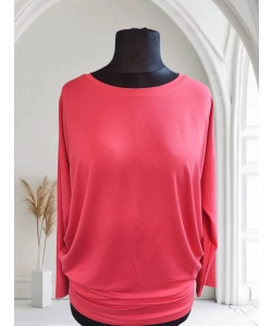 Bluzka Eveline dla puszystej - luźny fason oversize koralowa